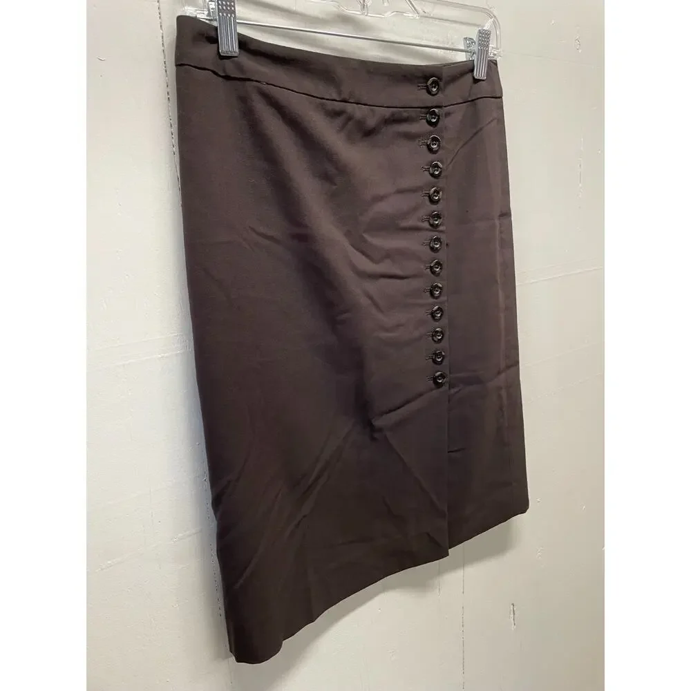 Ann Taylor Women's Skirt Size 2 Brown Buttons Up The Front